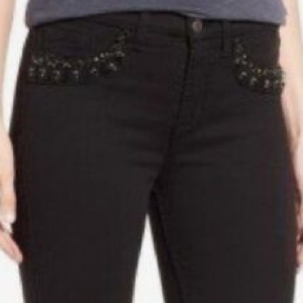NWT Jen 7 For All Mankind Jeweled Black Ankle Skinny Jeans, sz 14 - Picture 2 of 16